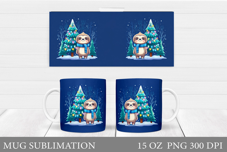 Christmas Sloth Mug Design. Christmas Mug Sublimation