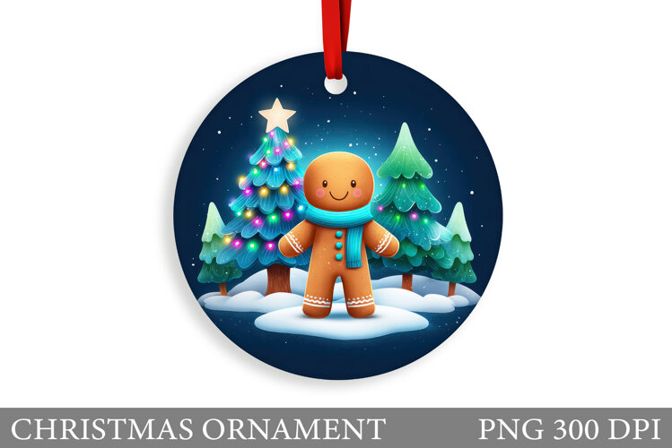 Gingerbread Christmas Ornament. Cute Raccoon Sublimation example image 1