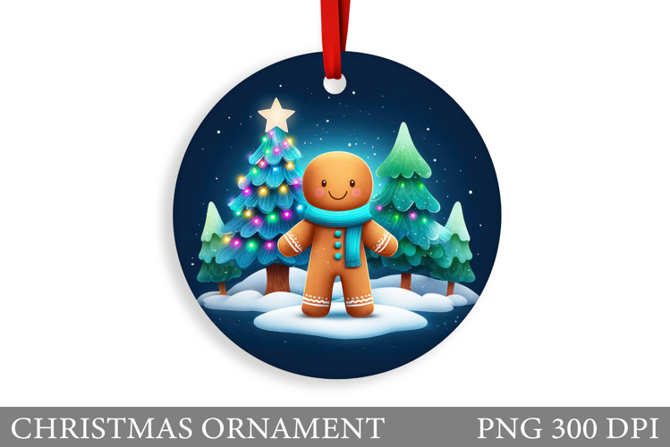 Gingerbread Christmas Ornament. Cute Raccoon Sublimation