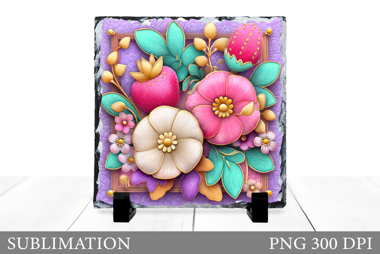 Strawberry Slate Sublimation. Flowers Slate Design