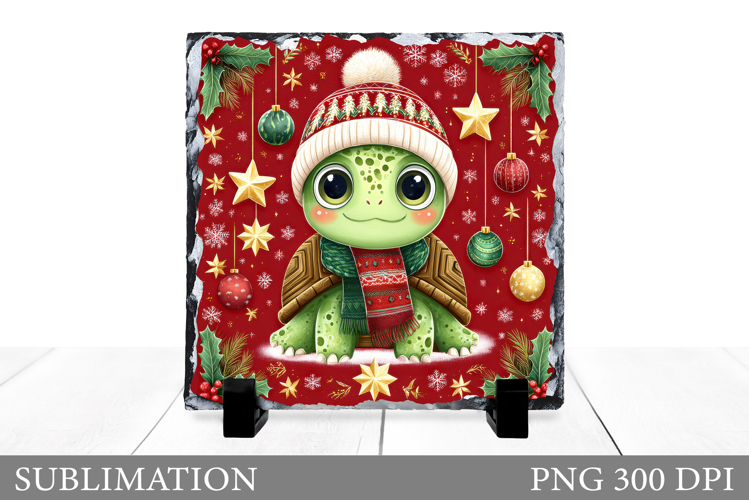 Christmas Turtle Sublimation. Christmas Turtle Slate Design