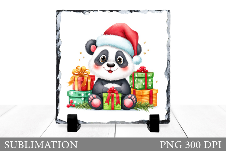Christmas Panda Slate Design. Christmas Panda Sublimation