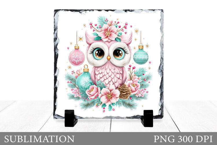 Christmas Owl Sublimation. Christmas Owl Slate Design example image 1