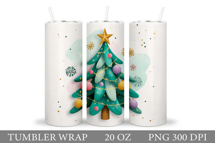 Christmas Tree Tumbler Design. Christmas Tumbler Sublimation