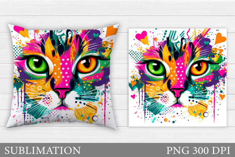 Cat Pillow Design. Cat Sublimation