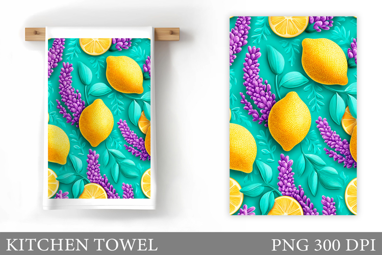 Lemons Kitchen Towel. Flowers Kitchen Towel Design