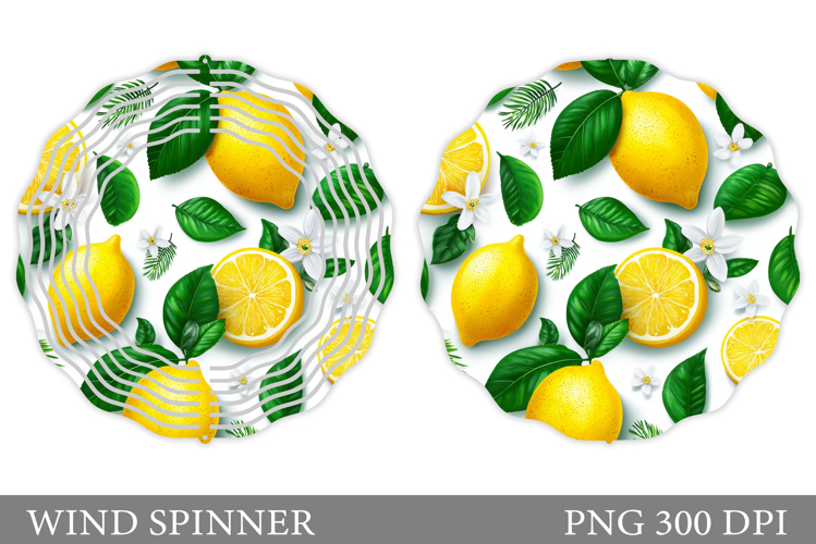 Lemons Wind Spinner Design. Flowers Wind Spinner Sublimation