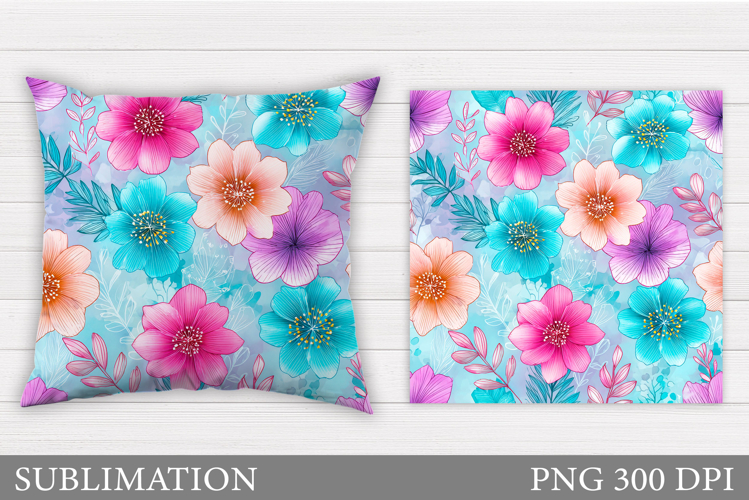 Floral Pillow Design. Flowers Sublimation