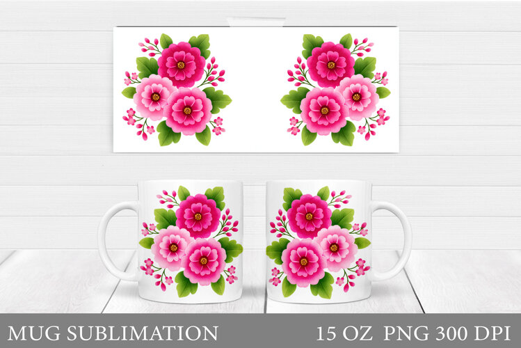 Floral Mug Wrap Design. Flowers Mug Sublimation example image 1