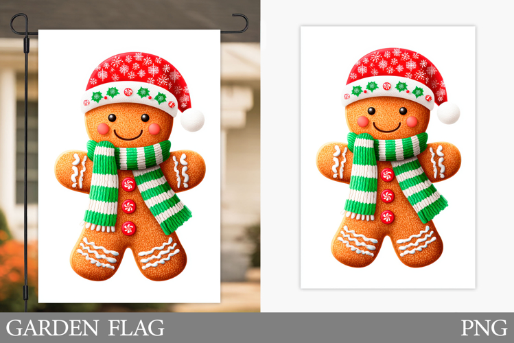 Gingerbread Garden Flag. Christmas Garden Flag Design