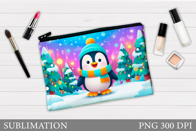 Penguin Cosmetics Bag. Christmas Makeup Bag Sublimation