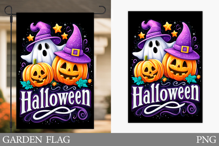 Halloween Pumpkin Garden Flag. Ghost Garden Flag Design