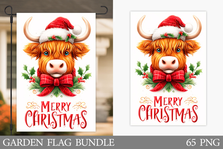 Christmas Cow Garden Flag. Christmas Garden Flag Sublimation
