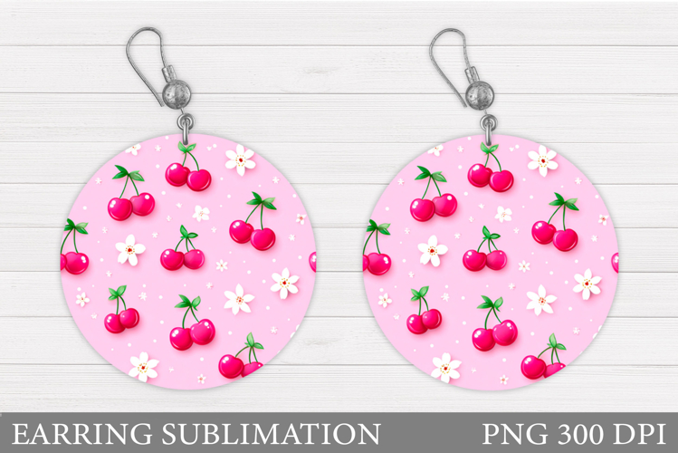 Cherry Earring Design. Cherries Sublimation
