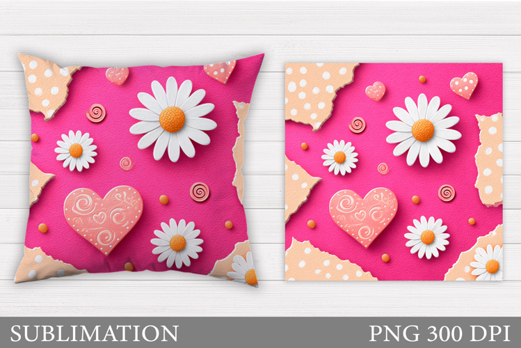Daisy Flowers Pillow Sublimation. Flowers Pillow Design