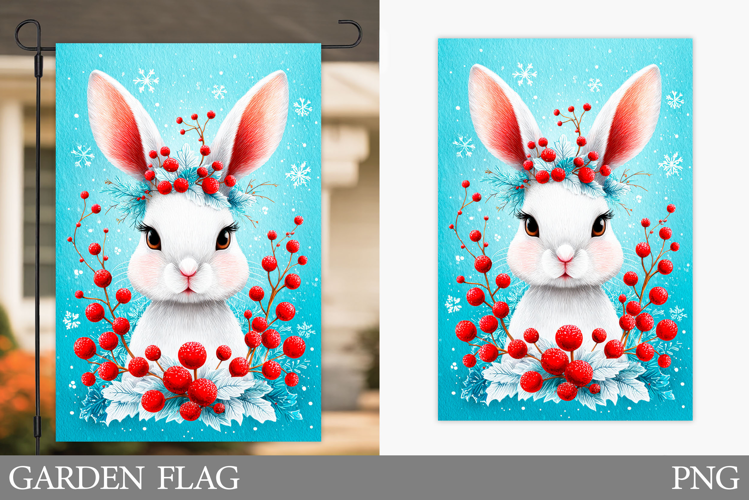 Christmas Bunny Garden Flag. Christmas Garden Flag Design