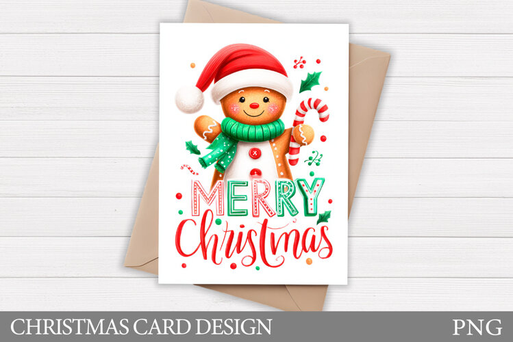 Christmas Gingerbread Card Printable. Christmas Card Design example image 1