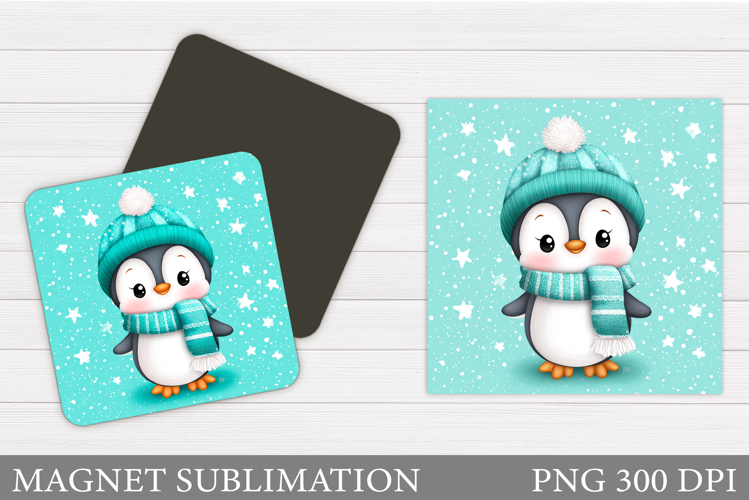 Christmas Magnet Design. Penguin Magnet Sublimation