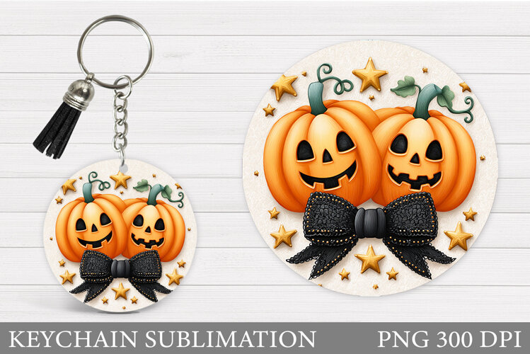 Halloween Pumpkin Keychain. Halloween Keychain Design example image 1
