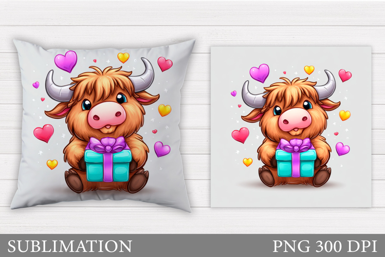 Valentines Cow Pillow. Valentines Pillow Sublimation