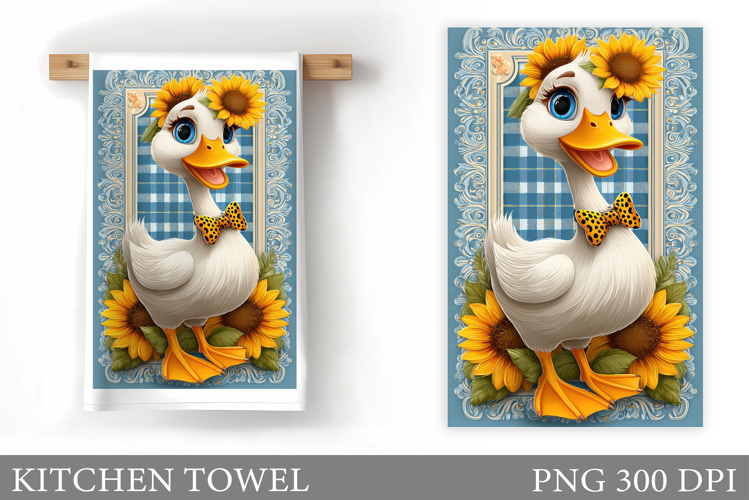 Cute Goose Kitchen Towel Design. Goose Flowers Kitchen Towel