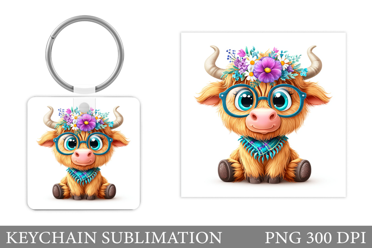 Cute Cow Keychain Design. Cute Cow Sublimation