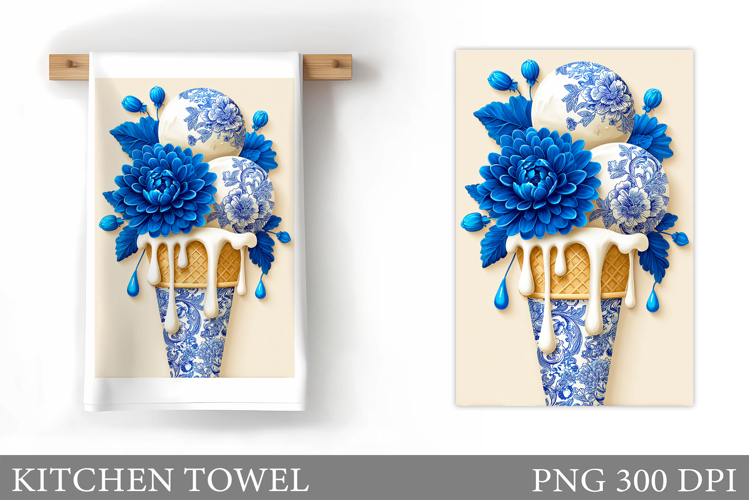 Ice Cream Kitchen Towel Design. Summer Kitchen Towel