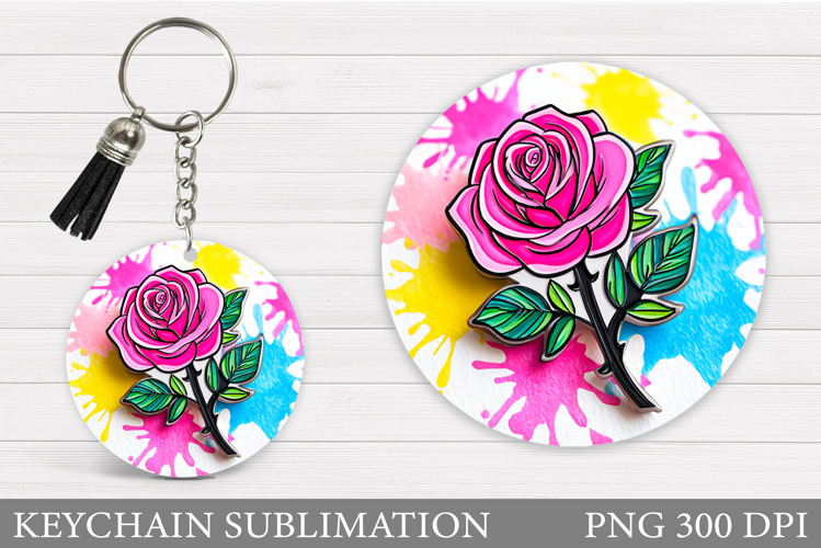Roses Keychain Sublimation. Flowers Keychain Design