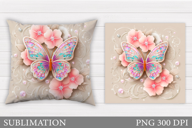 Butterfly Flowers Sublimation. Butterfly Pillow Sublimation