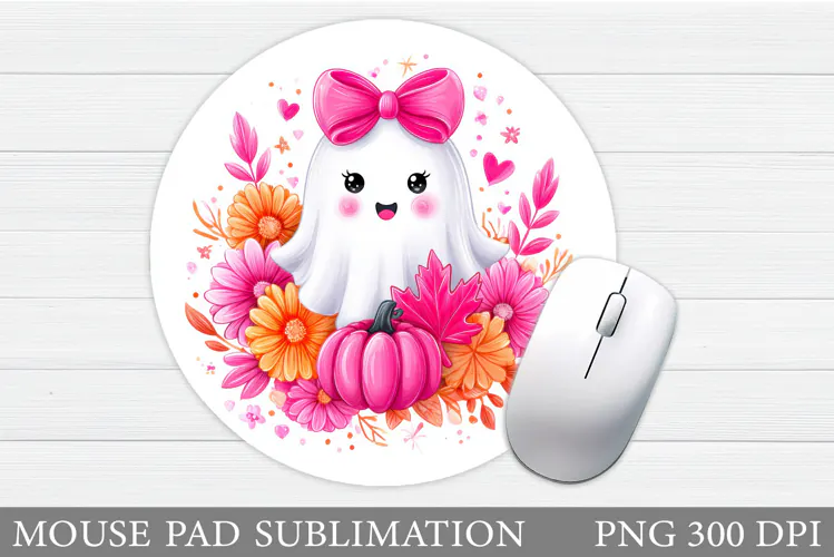 Cute Ghost Mouse Pad Sublimation. Halloween Mouse Pad Design