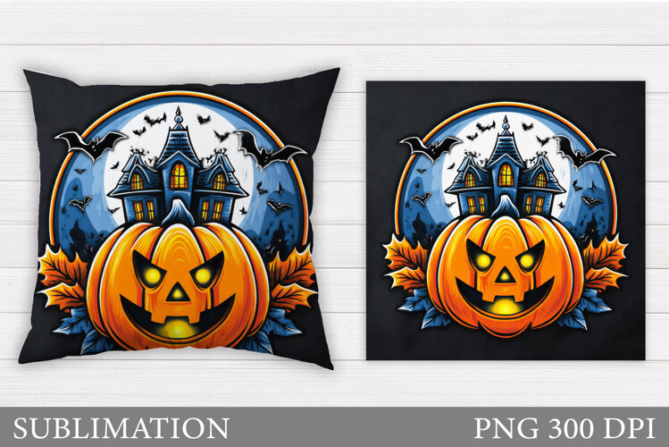 Halloween Pumpkin Pillow. Halloween Pillow Sublimation example image 1