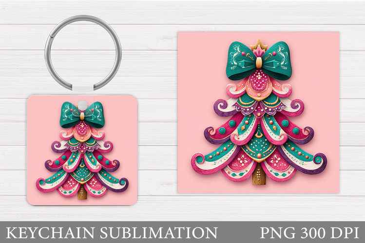 Christmas Tree Keychain. Christmas Keychain Sublimation