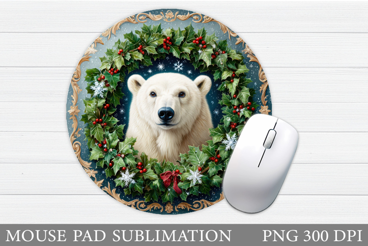 Polar Bear Mouse Pad Sublimation. Christmas Bear Mouse Pad