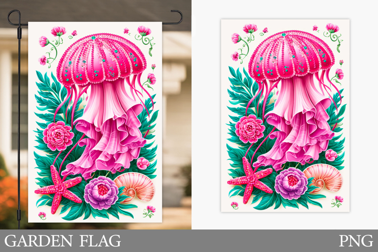 Jellyfish Garden Flag Design. Jellyfish Sublimation