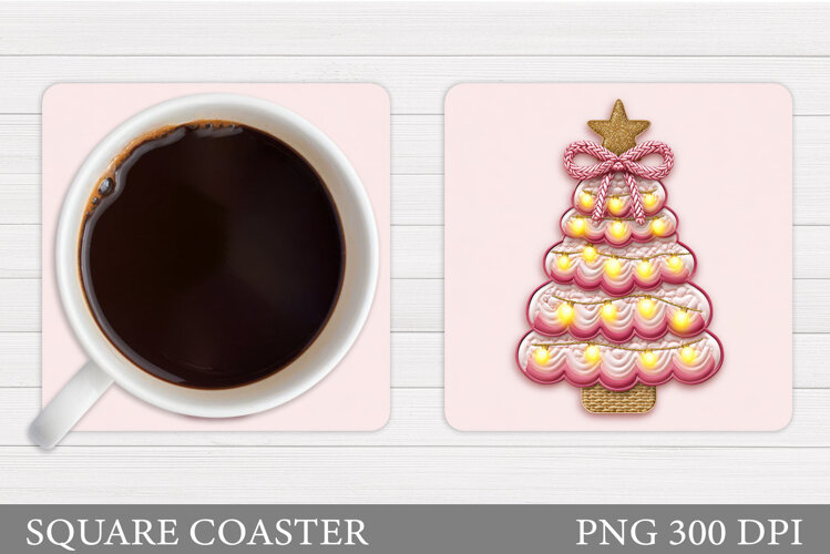 Christmas Tree Coaster Sublimation. Christmas Coaster Design example image 1