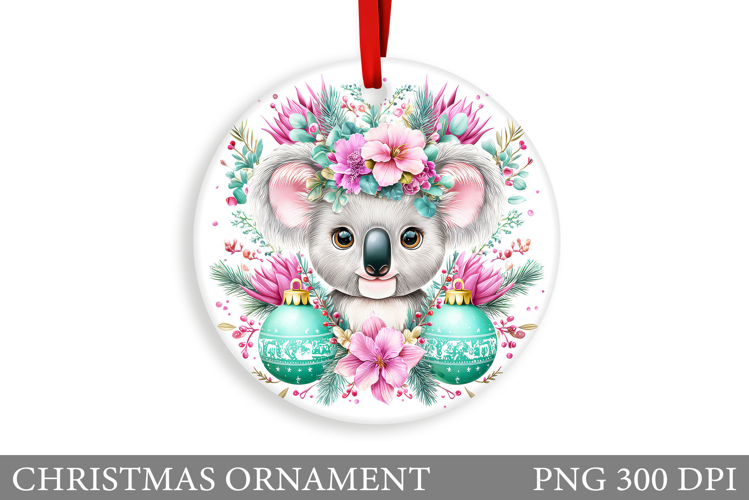Cute Koala Christmas Ornament. Christmas Koala Sublimation