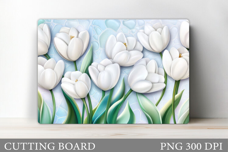 Tulips Cutting Board Design. Flowers Kitchen Cutting Board example image 1