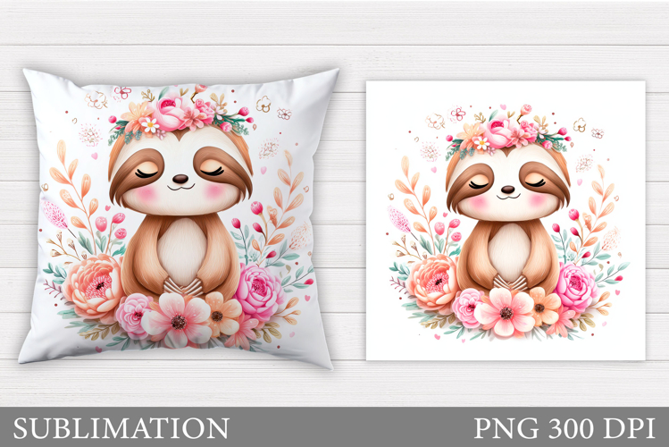 Cute Sloth Pillow Design. Cute Sloth Sublimation