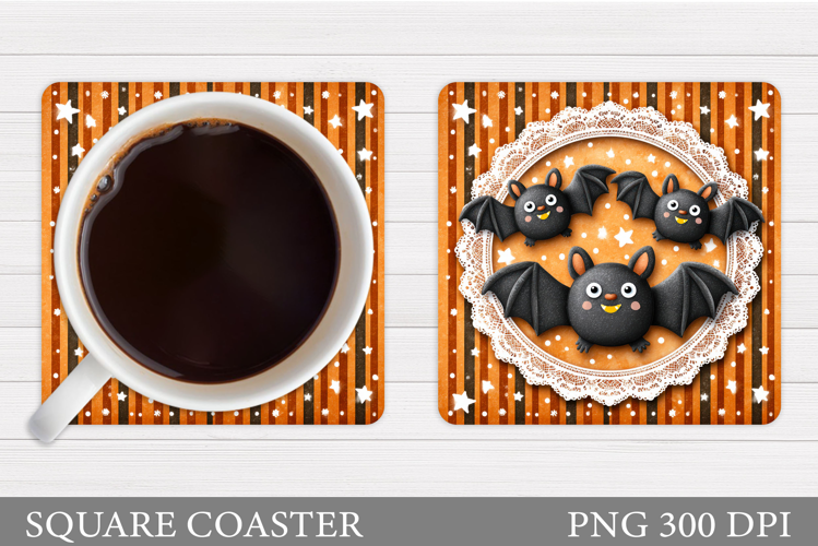 Bat Coaster Sublimation. Halloween Coaster Design