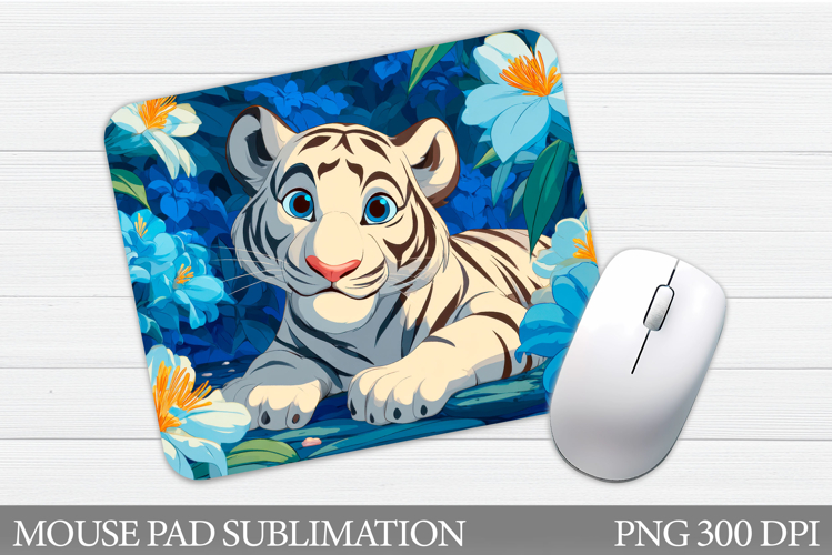 Tiger Mouse Pad Design. Tiger Flowers Sublimation