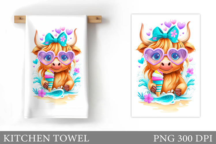 Summer Cow Kitchen Towel. Summer Kitchen Towel Sublimation