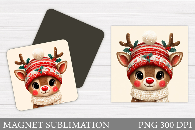 Christmas Deer Magnet Design. Christmas Magnet Sublimation