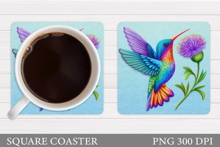 Hummingbird Square Coaster. Hummingbird Coaster Sublimation