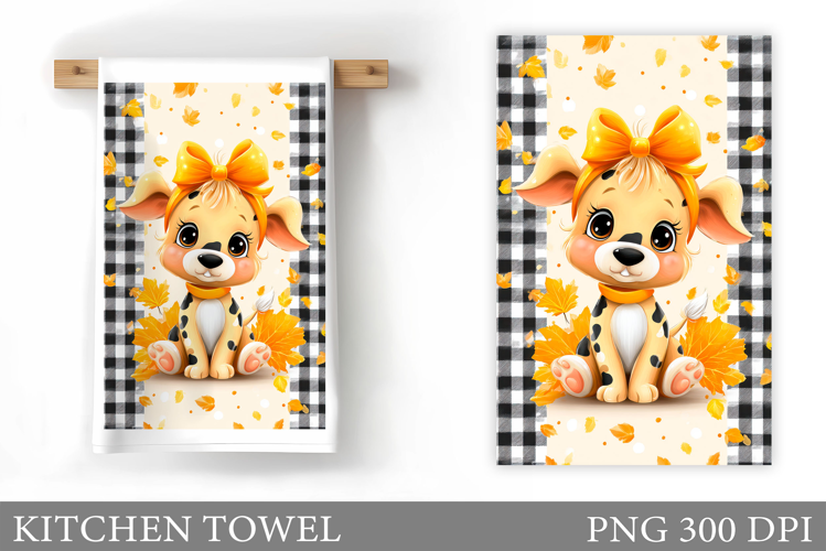 Fall Dog Kitchen Towel. Fall Kitchen Towel Sublimation