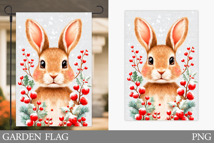 Christmas Bunny Garden Flag. Christmas Garden Flag Design