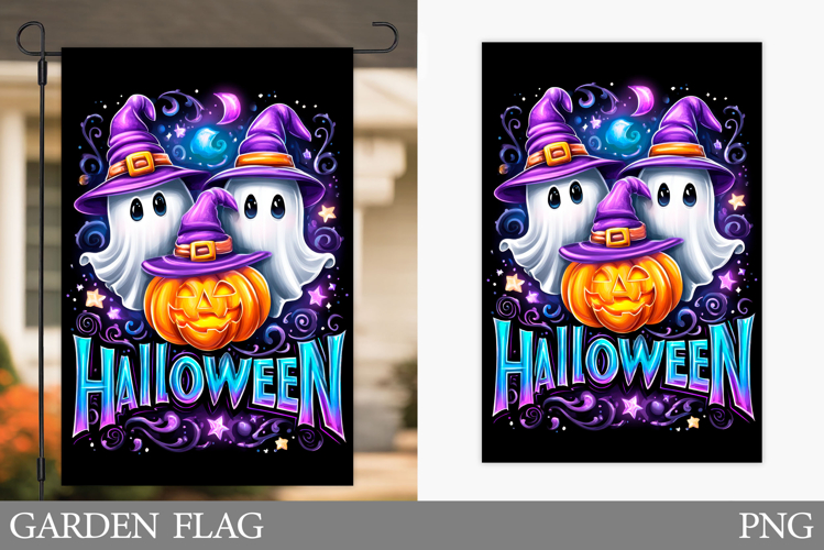 Halloween Pumpkin Garden Flag. Ghost Garden Flag Design