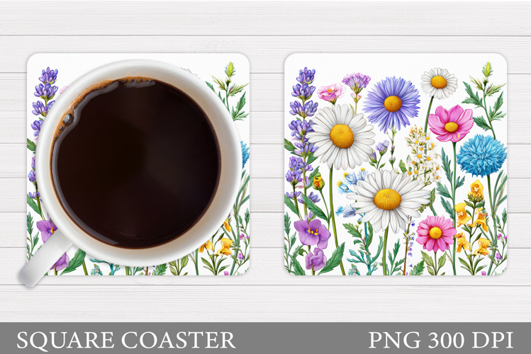 Wildflowers Coaster Design. Flowers Coaster Sublimation