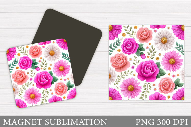 Flowers Magnet Sublimation. Floral Magnet Design
