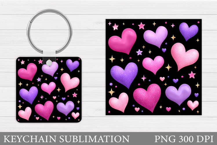 Hearts Keychain Design. Valentine Keychain Sublimation