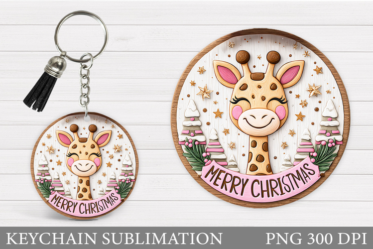 Christmas Giraffe Keychain. Christmas Keychain Sublimation
